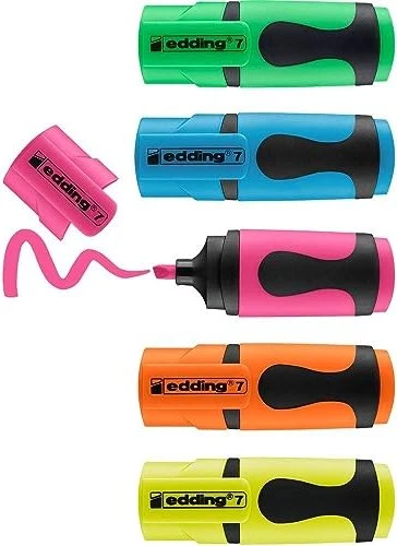 edding 4 + 1 GRATIS: 7 Mini Textmarker farbsortiert, 4 St. + GRATIS 1 St.