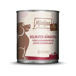 MJAMJAM Purer Fleischgenuss 800g Dose Hundenassfutter Sparpaket 12 x 800 Gramm zartes Känguru Pur