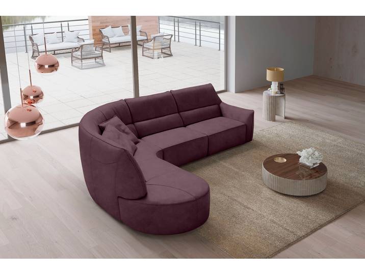 Ecksofa, Luxus-Microfaser, Lila 330×205 cm, Ottomane Links, Retro, EGOITALIANO
