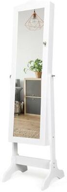 Costway 4-Angle Tilting Mirrored Lockable Jewelry Cabinet with Large Storage Capacity-White