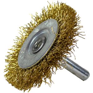 Nölle Drahtbürste 461250, Scheibenbürste Ø 50mm, für Bohrmaschine Rundschaft, vermessingte Borsten aus Stahl