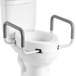 VEVOR Toilettensitzerhöhung Toilettenerhöhung mit 136 kg Tragkraft & 88,9 mm Hubhöhe, erhöhter Toilettensitz mit Armlehnen für ältere Menschen Senioren Behinderte Erwachsene, verbreiterter Sitz