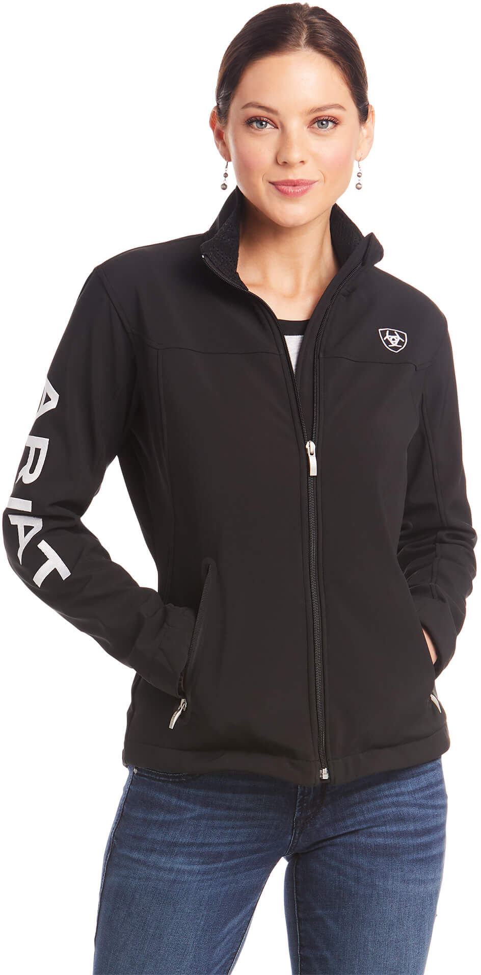 Women's New Team Softshell Jacket in Black, Size: Small by Ariat