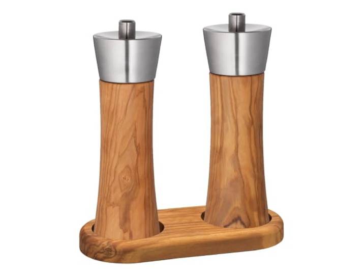 Zassenhaus Set Salzmühle & Pfeffermühle Augsburg Olivenholz 18 cm mit passendem Untersetzer