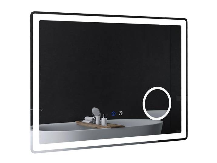 ComfortXL Badezimmerspiegel mit LED De-09301 Silber, Weiß, Metall, 3.8x60x80 cm, Badezimmer, Badezimmerspiegel, Badspiegel