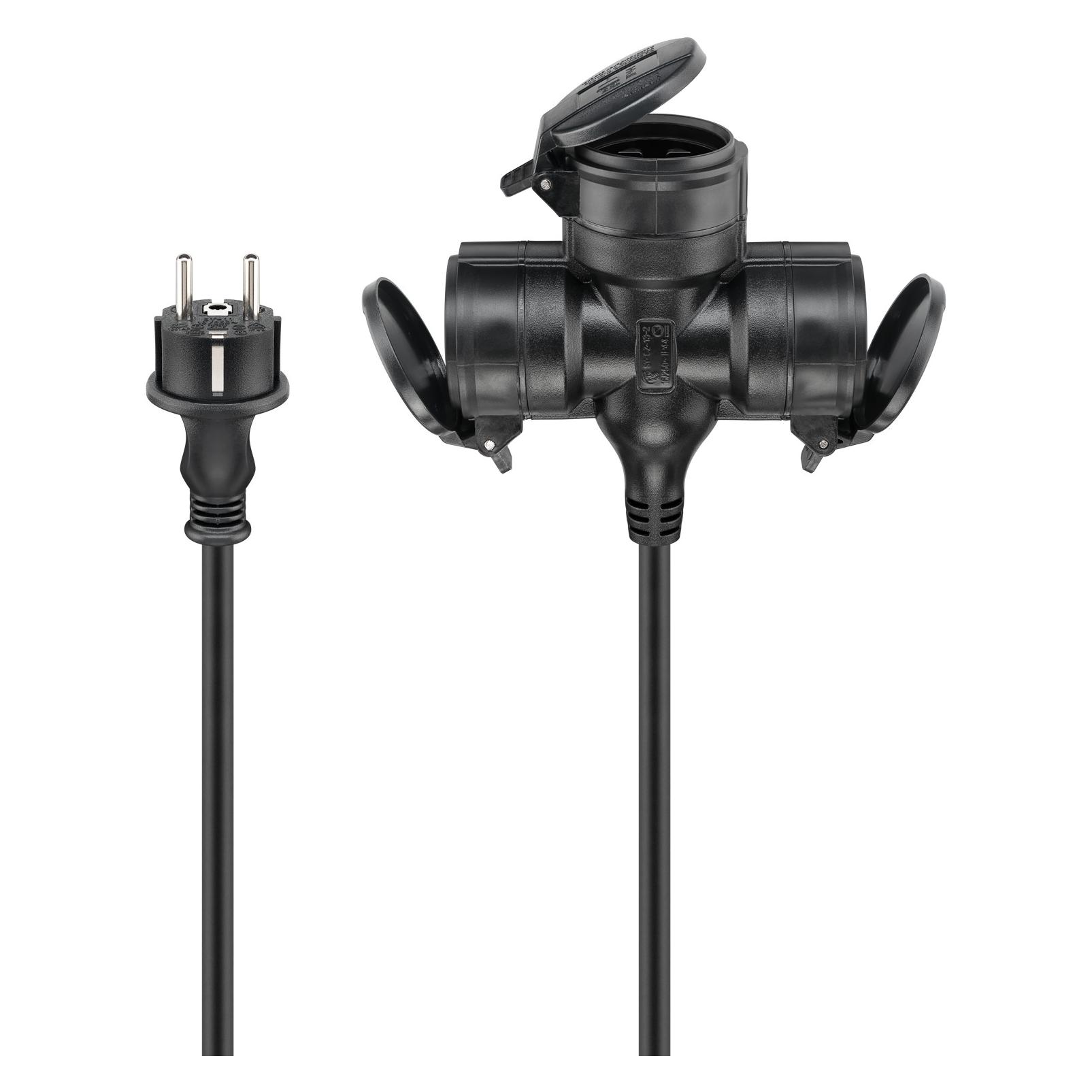 Goobay Dreifach-Verlängerungskabel Outdoor, 5 m, schwarz (5 m, CEE 7/3) (65437)