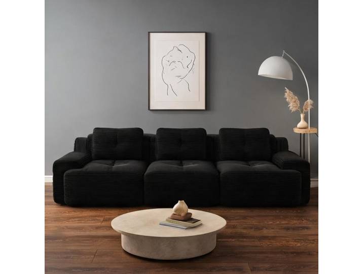 Jet black canapé d'angle modulaire revêtement cordouan sans montage pour salon ou bureau