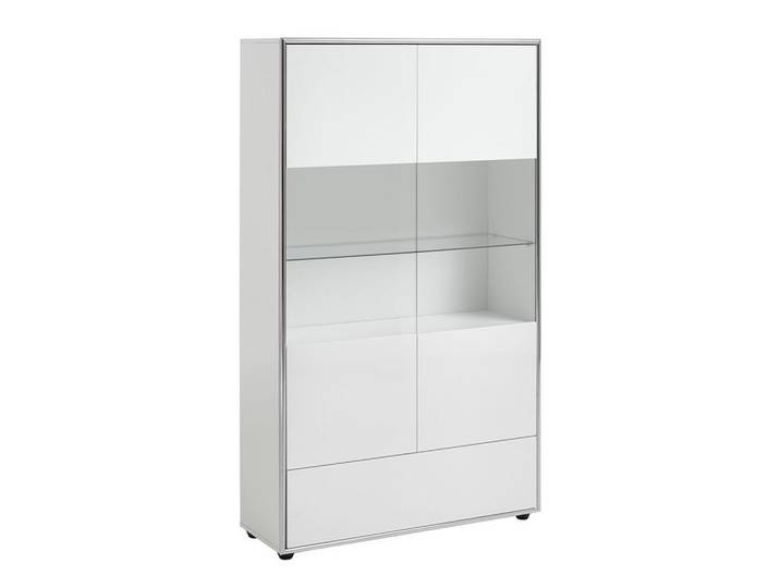 ebuy24 Vitrine Kenan Weiß Hochglanz 100/35/170 cm, 2 Fächer, 100x170x35 cm, Esszimmer, Vitrinen, Vitrinenschränke