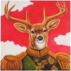 ÖLGEMÄLDE HIRSCH HANDGEMALT Mehrfarbig