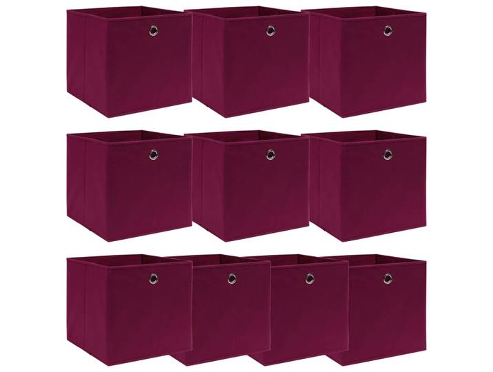 Boîtes De Rangement 10 Pcs Rouge Foncé 32x32x32 Cm Tissu Vidaxl