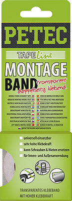Petec Klebeband Power-Montageband Transparent Sb 87192