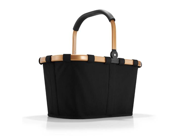 Einkaufskorb REISENTHEL carrybag , schwarz (gold, schwarz), B:48cm H:29cm T:28cm, Polyester, Einkaufskörbe, Einkaufskorb, Standfüße, ummantelter Griff zum Umklappen, Innentasche Reißverschluss
