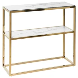 KONSOLENTISCH Marmor Optik weiß/gold Azusa