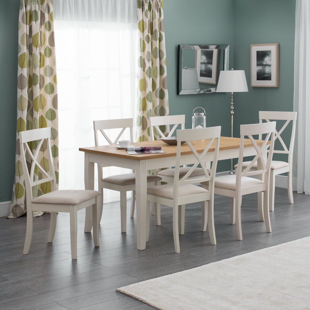 Three Posts Conklin 6 -Person Rubberwood Solid Wood Dining Set Oak veneer 6