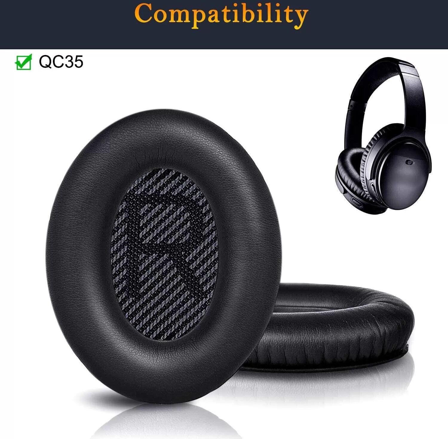 INF Coussinets pour Bose QC35 I/II, QC25, QC15, QC 2 AE 2, AE 2i, AE 2w, SoundTrue Le noir