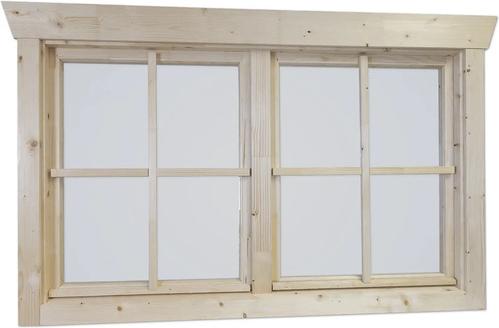 Doppelfenster für Gartenhaus 28 mm SKAN HOLZ 2x57,5x70,5 cm natur