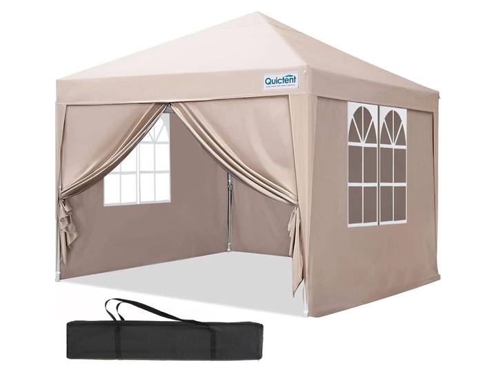 Faltpavillon 2x2m wasserdicht mit Seitenwänden UV-Schutz 50+ Stahlrahmen Beige