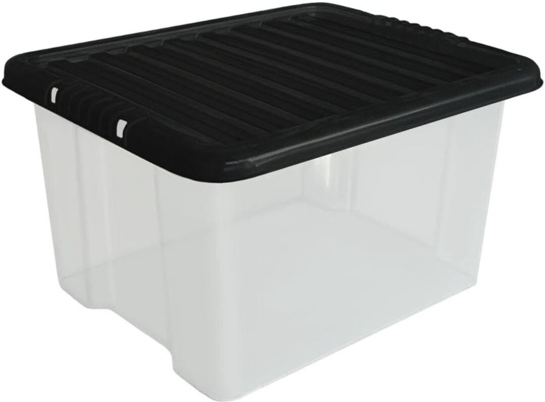 Brayden Studio Box Plastic Storage Boxes With Lid Home Office Kitchen Stackable Containers 6PK Clear 80L