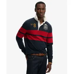 Superdry für Herren. M1110483A Poloshirt Double Rugby navy (S), Lässig, Baumwolle, Langarm, Marine