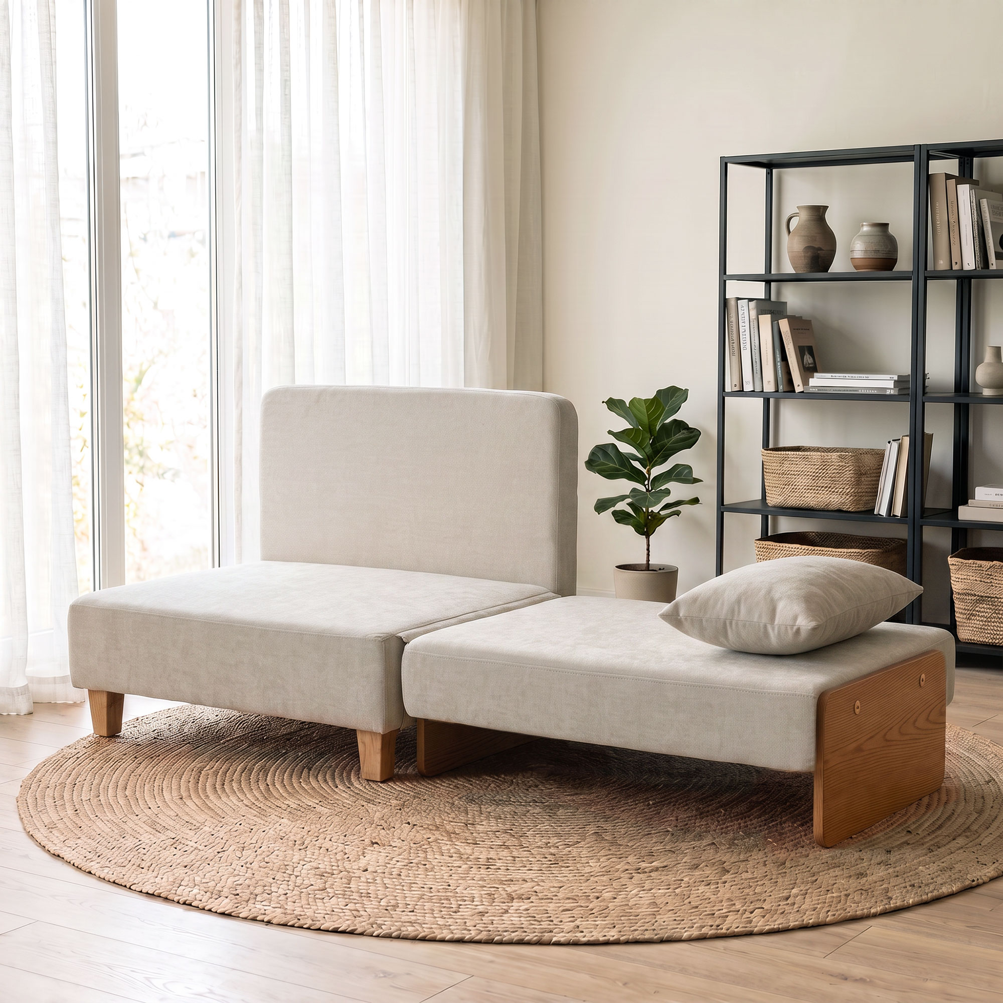 Homcom Poltrona Letto Singolo 2 in 1 Pieghevole con Cuscini, Salvaspazio in Tessuto Misto Lino-Velluto, Crema   Aosom Italy