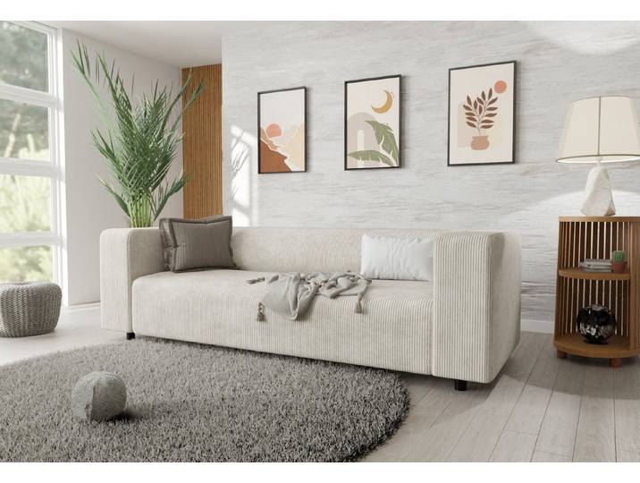 S-Style Möbel 3-Sitzer Sofa Gustav aus Cord-Stoff mit bequemem Sitz, mit Wellenfederung