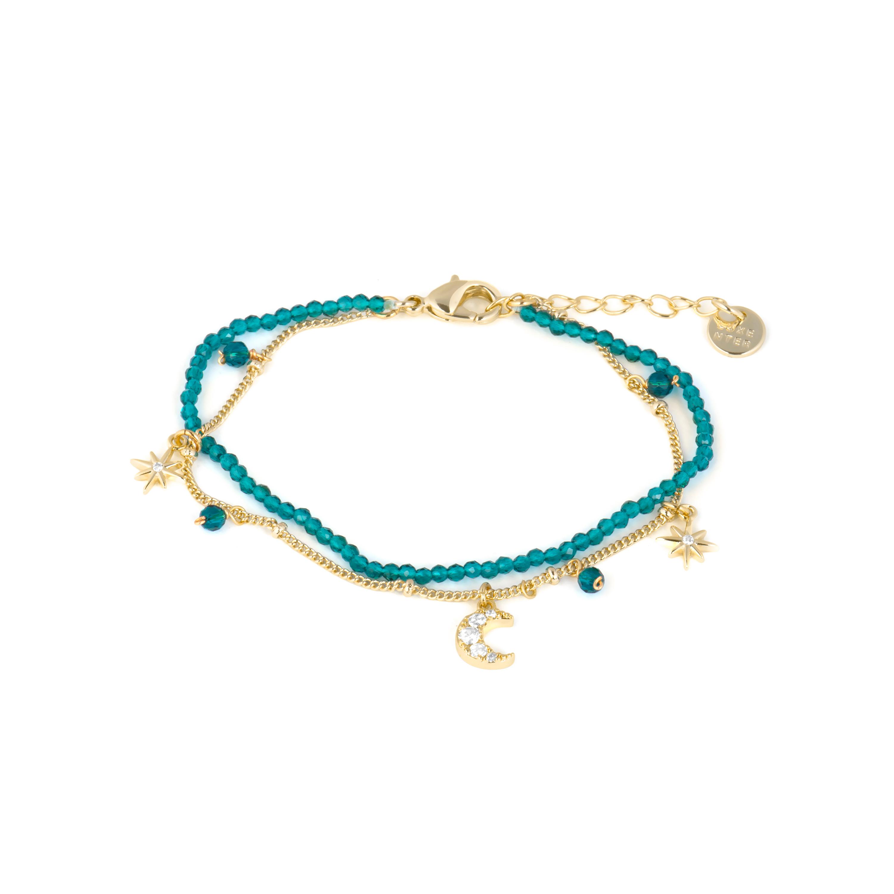 Luxenter Armband aus grünem Kristall mit 18 Karat Gelbgold-Finish – Ayora
