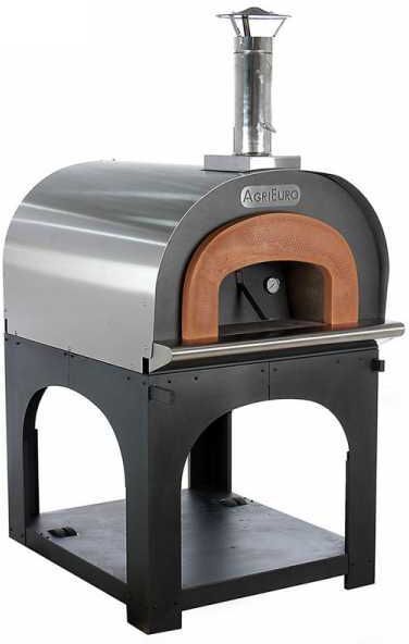 AgriEuro Premium Forno a legna da esterno Cibus Inox 1000 con camera Ø100 - 6 pizze