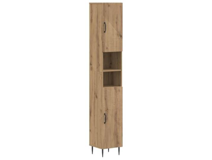 PUGYNBK HAARLEM 3-teiliges Badezimmerschrank-Set Behandeltes Holz, wendbare Türen, kompaktes Design, offenes Regal, einfache Reinigung