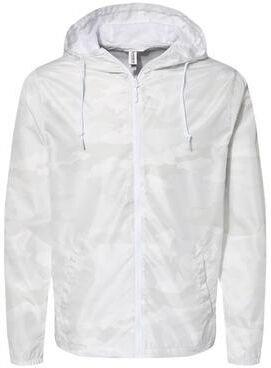Independent Trading Co. EXP54LWZ Men's Lightweight Windbreaker Full-Zip Jacket in White size Small   Polyester