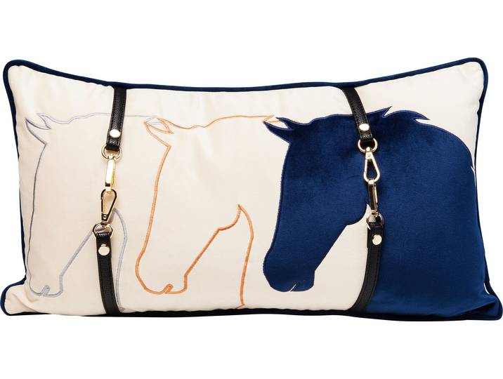 Dekokissen KARE DESIGN Horsefaces, Kissenhülle mit Füllung, 30x50 cm , blau (blau, gemustert), B:30cm H:10cm L:50cm, Polyester, Dekokissen_Sitzkissen_Kissenhüllen, Dekokissen, stützt Kopf und Nacken angenehm und sorgt für erholsamen Schlaf