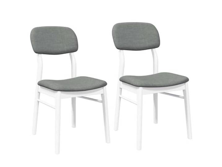 KDVXBCQJH Esszimmerstühle 2er Set Weiß Grau Polsterstuhl Holzstuhl Ergonomische Küchenstühle mit weichen Sitzkissen aus Polyester, belastbares Gummibaumholz für Esszimmer und Wohnbereich.