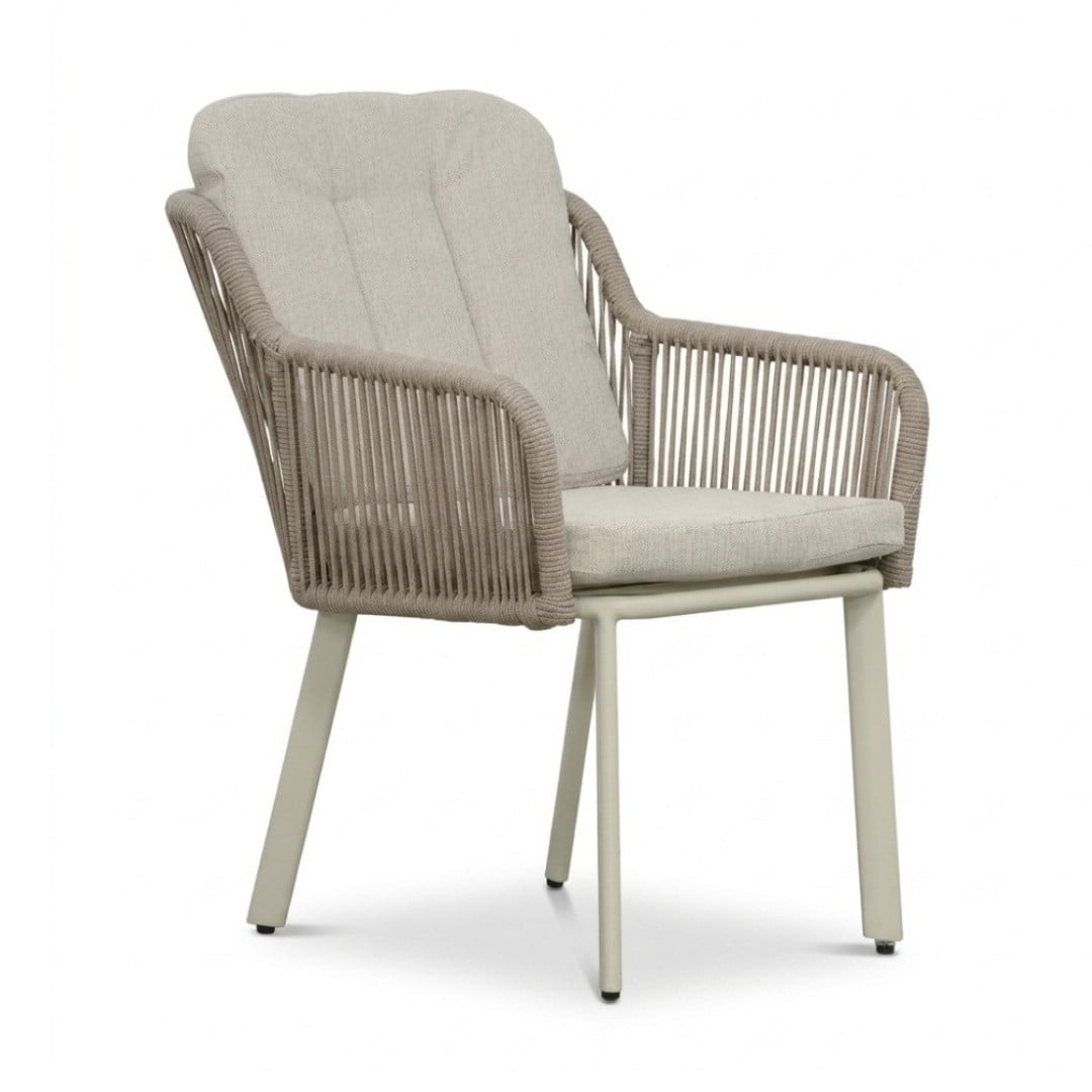 LUX outdoor living Italo dining tuinstoel - Almond Beige - Touw en aluminium