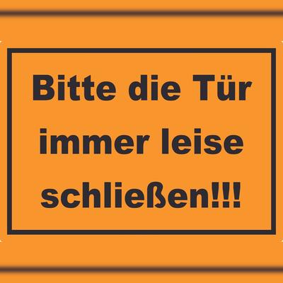 HB-Druck Aufkleber Bitte die Tür immer leise schwarz-orange A7 (74x105mm)