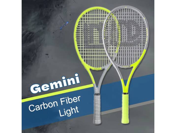 Raquette de tennis professionnelle intégrée en fibre de carbone, grande surface de raquette absorbant les chocs pour hommes et femmes