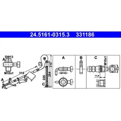 Bremsschlauch ATE 24.5161-0315.3 für Peugeot Citroën 407 SW C6