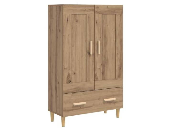 Fisinber Highboard Artisan-Eiche 70x31x115 cm Schrank mit Schublade Kompakter Beistellschrank für Wohnzimmer und Flur mit flexibel montierbarer Tür, Silbergitter-Design und viel Stauraum.