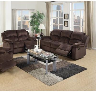 Esofastore Tufted Manual Sofa Set 2pc Chocolate Finish Pillow Armrest Cushion back