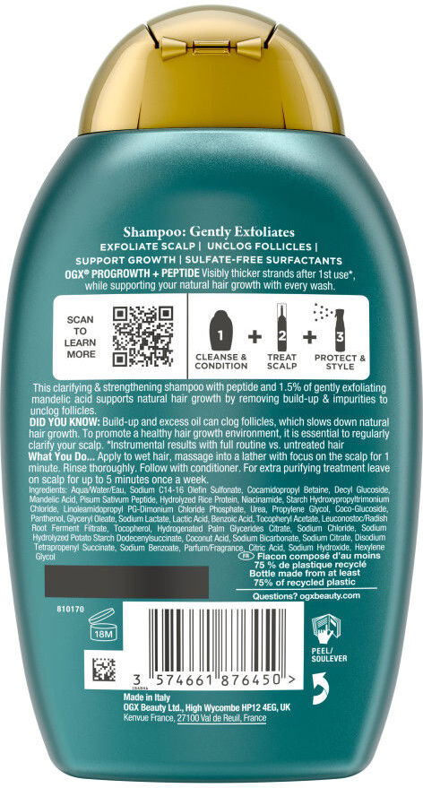 Ogx Champô Progrowth + Peptide 385 ml