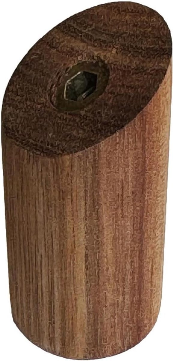 Set van 6 houten kledinghaken in houtkleur met scheef schroefdraad voor het ophangen van jassen