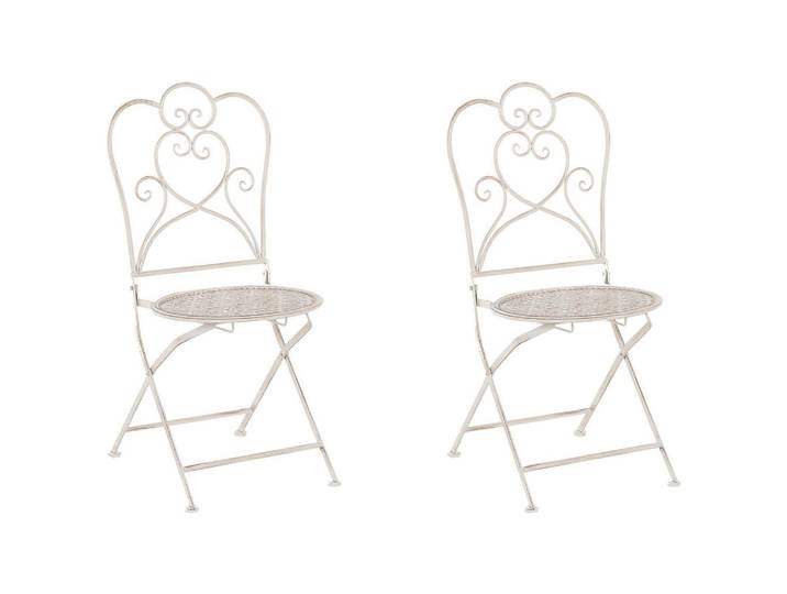 Beliani Gartenstuhl 2er-Set Metall helles beige Trieste, Beige, 44x92x48 cm, Gartenmöbel, Gartensessel, Gartenklappstühle