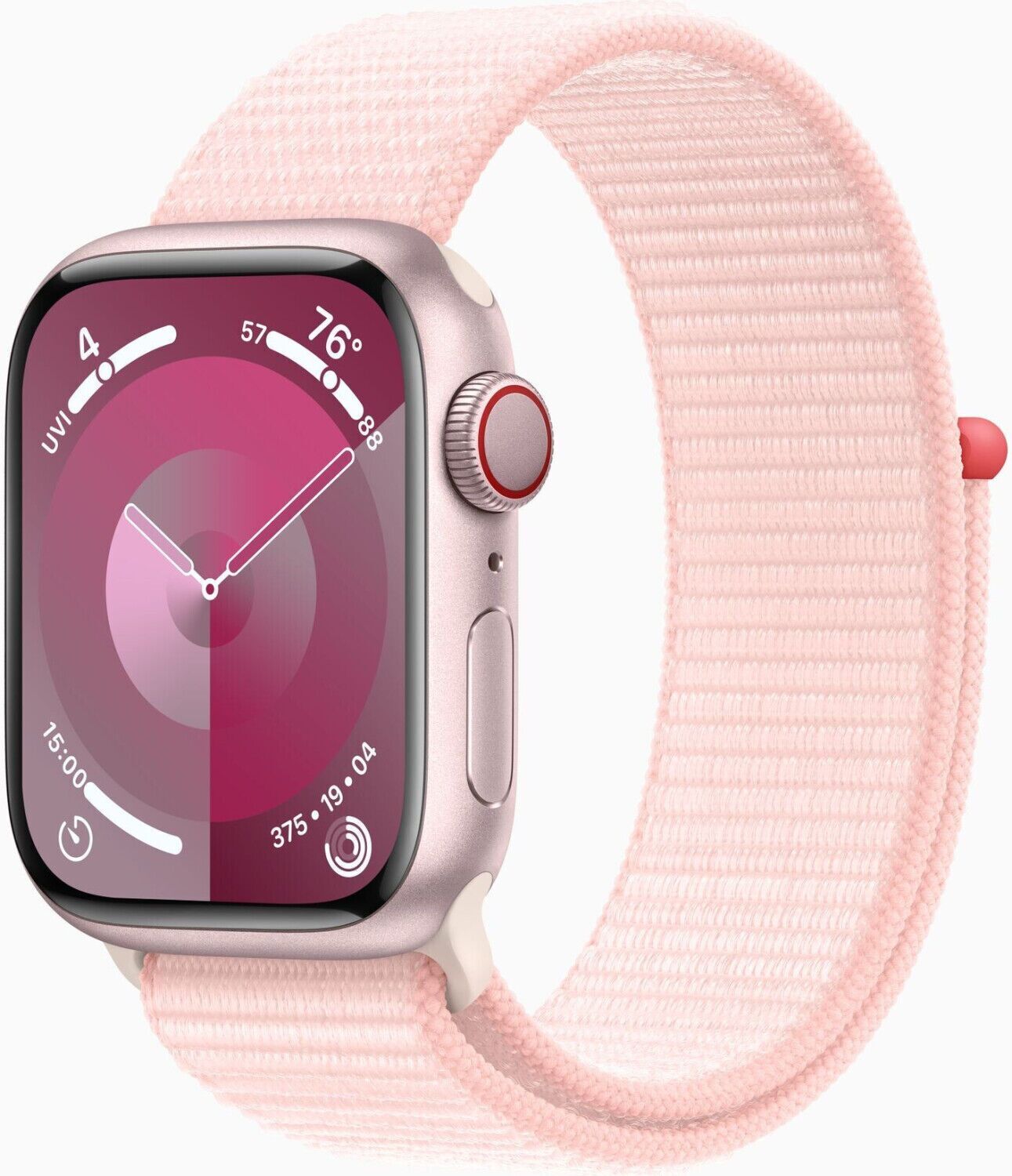 Apple Watch Series 9 Aluminium 45 mm (2023)   GPS + Cellular   rose   Sport Loop rose clair - Refurbished