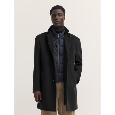 Kurzmantel BUGATTI "Modern Fit", Herren, Gr. 48, 290, schwarz, 50% Polyester, 50% Wolle, unifarben, normal, Mäntel Kurzmantel, Modern Fit Wollmix Reverskragen Dynamic Series