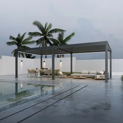 Weide Deluxe Plus Elektrisch Pavillon Terrassenüberdachung Alu Led 4 X 8 M