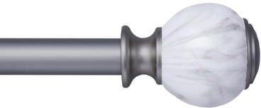 "Kenney® Khaleesi 1"" Premium Decorative Window Curtain Rod, 120-170"", Pewter"