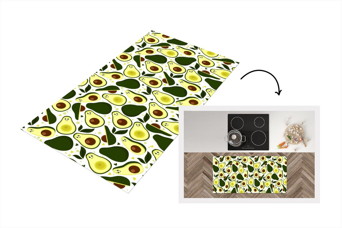KitchenYeah Keukenloper met Avocado Fruit Patroon - Vinyl - 120 x 60 cm