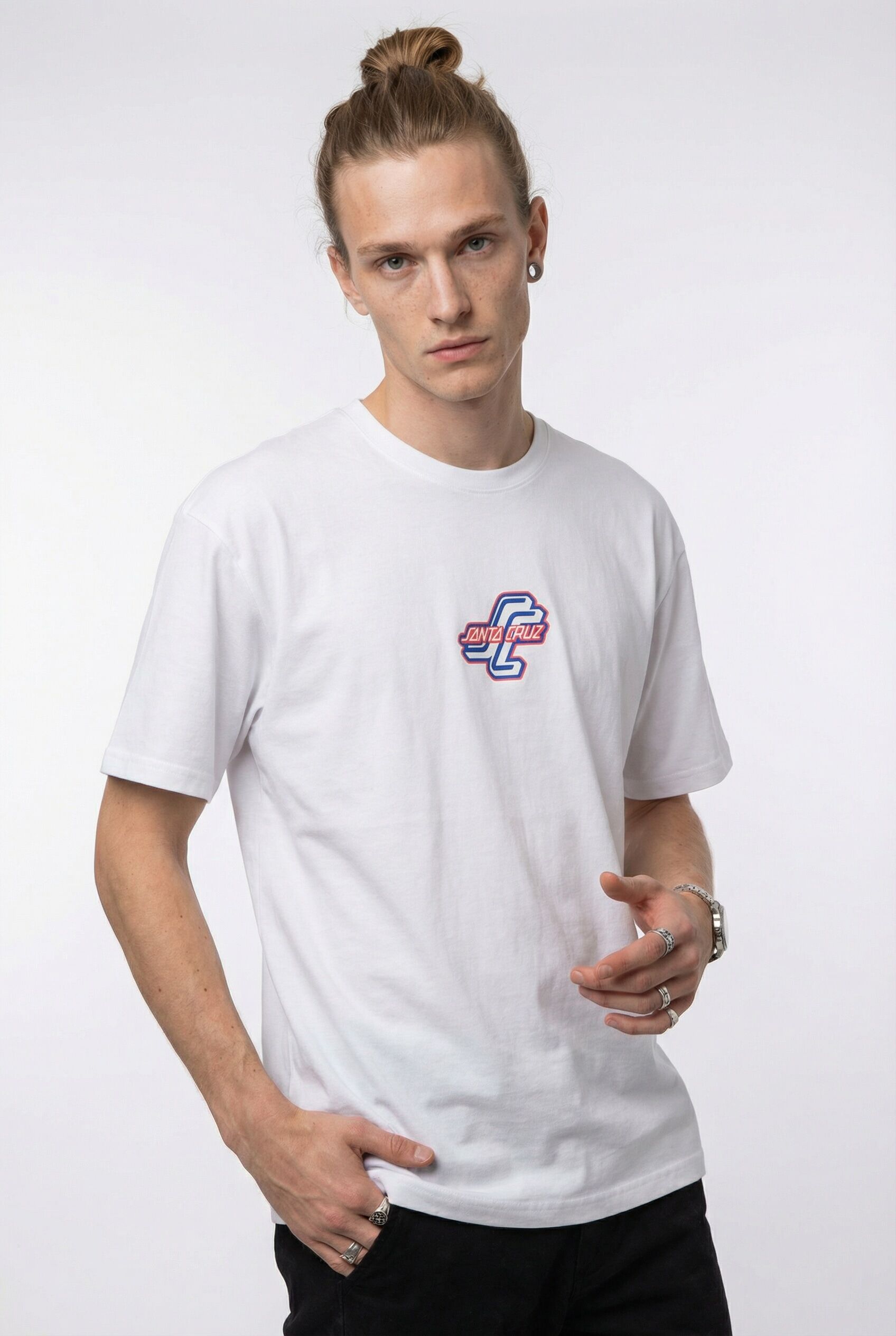T-Shirt SANTA CRUZ "OUTER OGSC FRONT T-SHIRT", Herren, Gr. XL, weiss (weiß), Obermaterial: 100% Baumwolle, Shirts T-Shirt, für Erwachsene, für sportliche Aktivitäten, modernes Design weiß XL