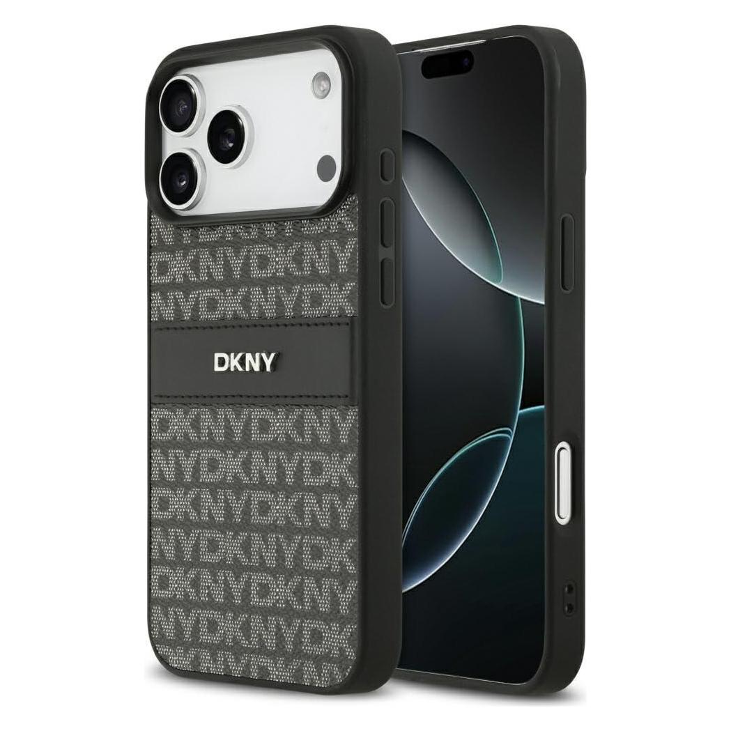 DKNY Case Repeat Texture Pattern with Tonal Stripe for iPhone 17 Pro Max black (Apple iPhone 17 Pro Max) (DKHCP17XPRTHSLK)