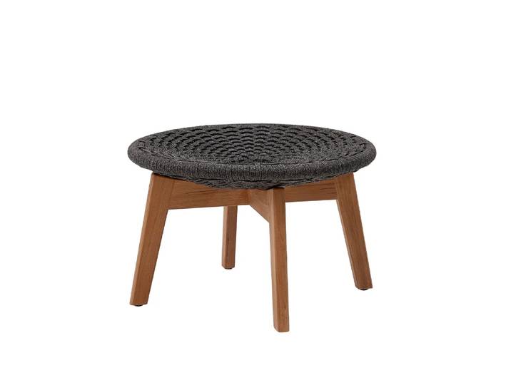 Cane-line Peacock Fußhocker Dark Grey, Rope, Teakbeine