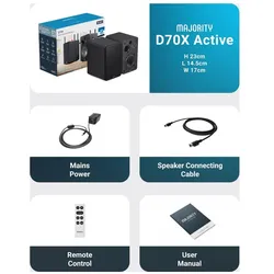 Majority D70X Aktiv Regal-Lautsprecher Black (1 Paar, 70 W), HiFi + Heimkino Lautsprecher, Schwarz