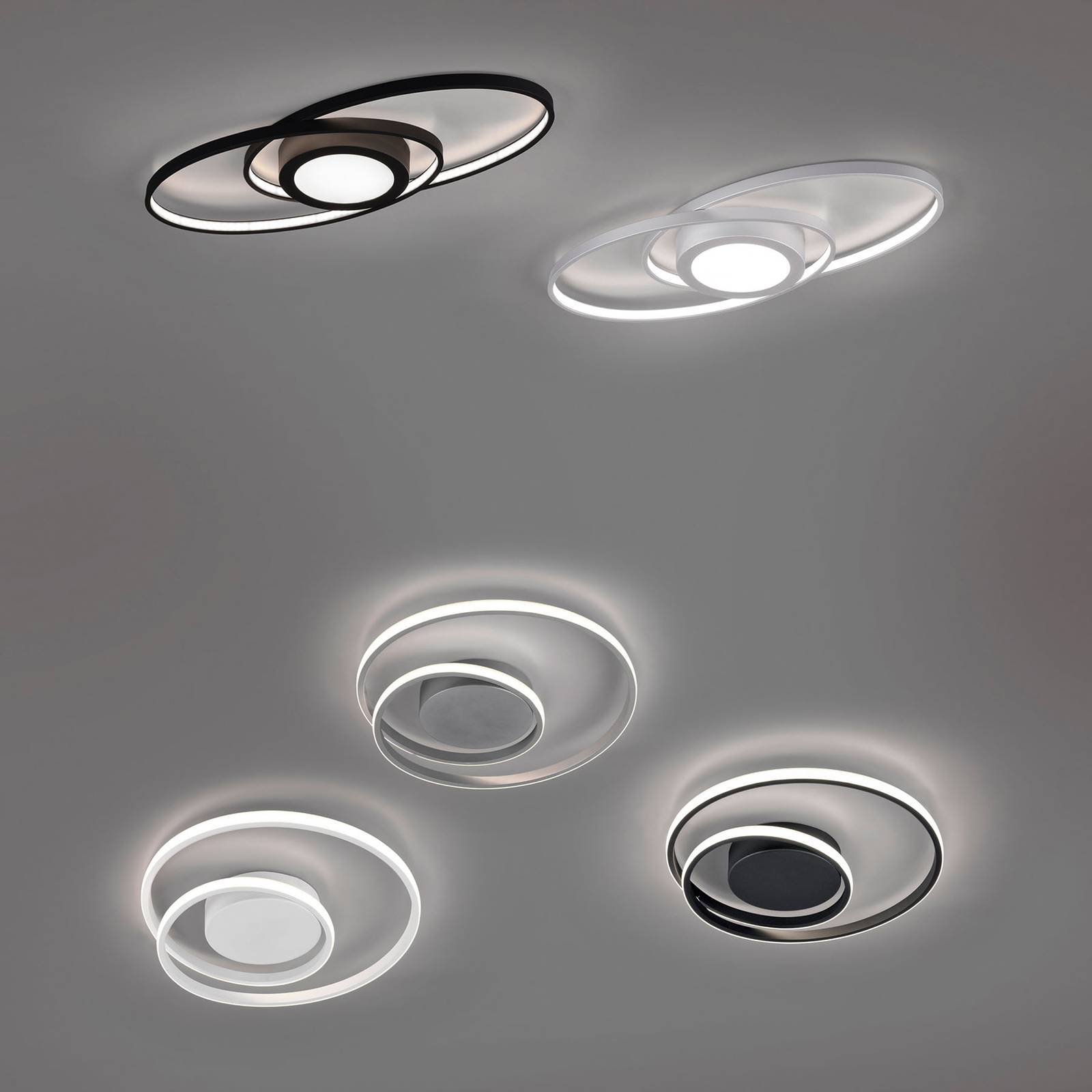Reality Leuchten LED Ceiling Light Zibal, dimmable, White / opal, Living / Dining Room, metal, Modern, Ceiling Light
